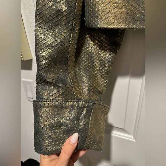 NWT Designer KUZYK Mick Gold Snake Embossed Calfskin Leather Jacket Sz LARGE - Picture 3 of 16